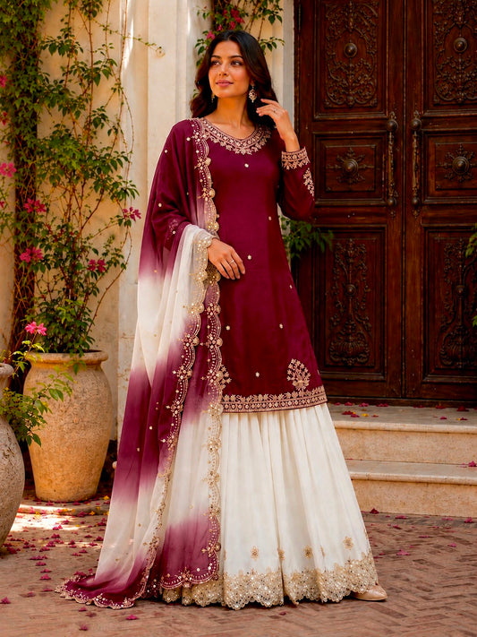 Women's Designer Embroidered Ethnic Sharara Set