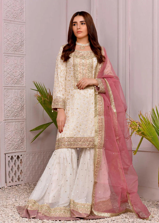 Off White Flared Gharara Set
