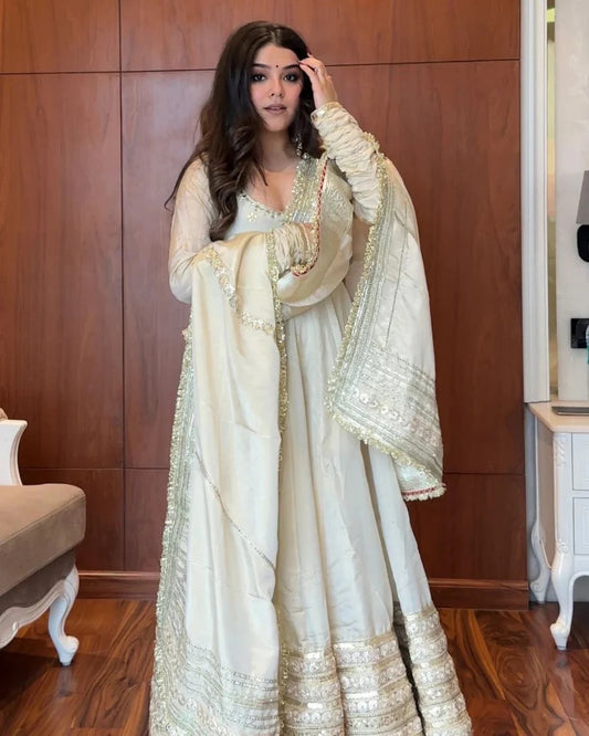 Neha Heavy Pure Vichitra Anarkali Suit Set