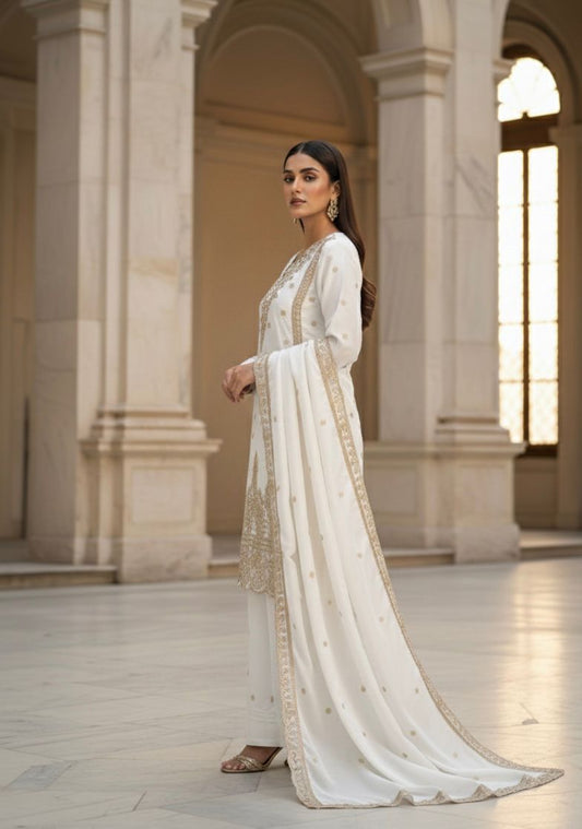 PERFECT FOR UP COMING EID 🌙 SEASON DESIGNER WEAR TOP WITH PLAZZO PAIR IN JIMMY CHOO