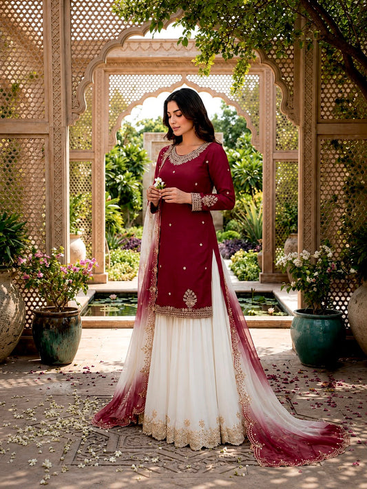 Women's Designer Embroidered Ethnic Sharara Set