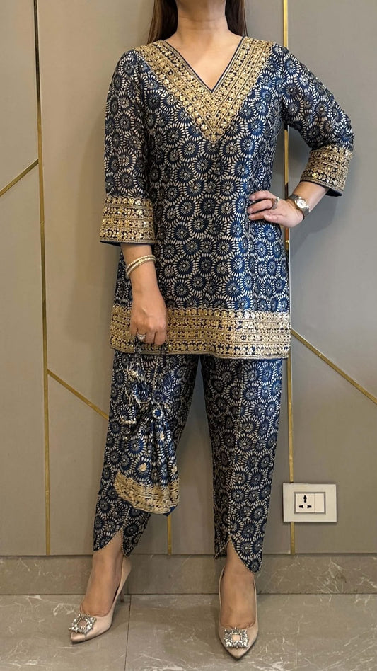 Printed Ethnic Co-Ord Set with Matching Potli Bag
