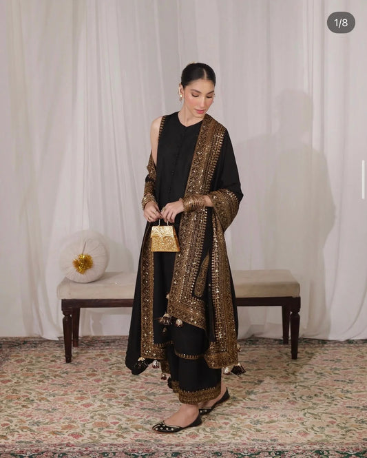 Tamanna Black Golden Suit
